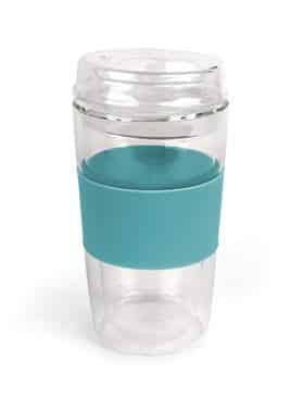 10-Ounce Kikkerland Double Walled Glass Tumbler with Lid